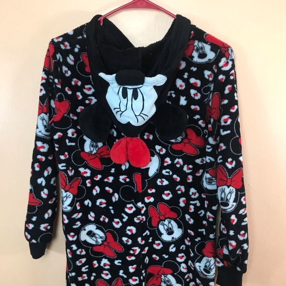 Minnie Mouse 1pc Zip Front Hooded Fleece Pajamas Women S Disney - Picture 6 of 9
